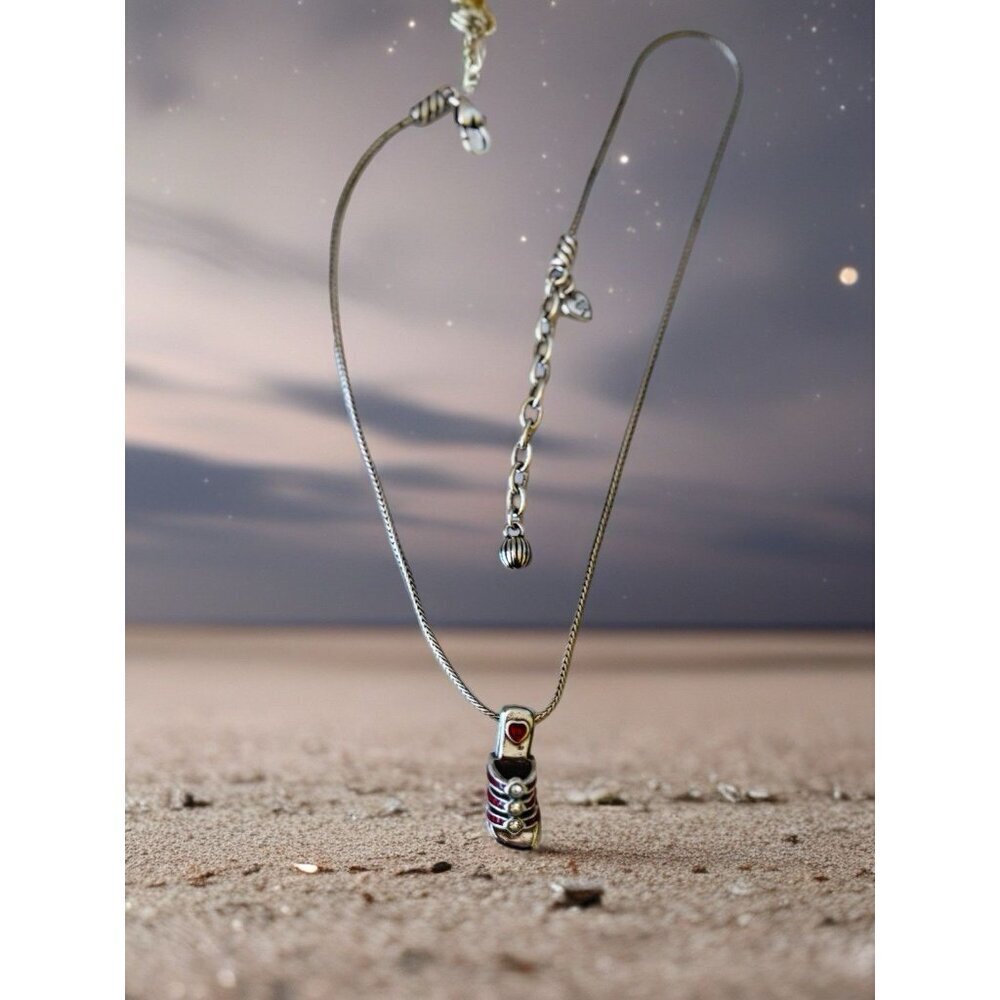 Brighton Emma's Shoe Red Enamel Clog Pendant Silver Plate Necklace Beach Vibe. - Picture 3 of 5
